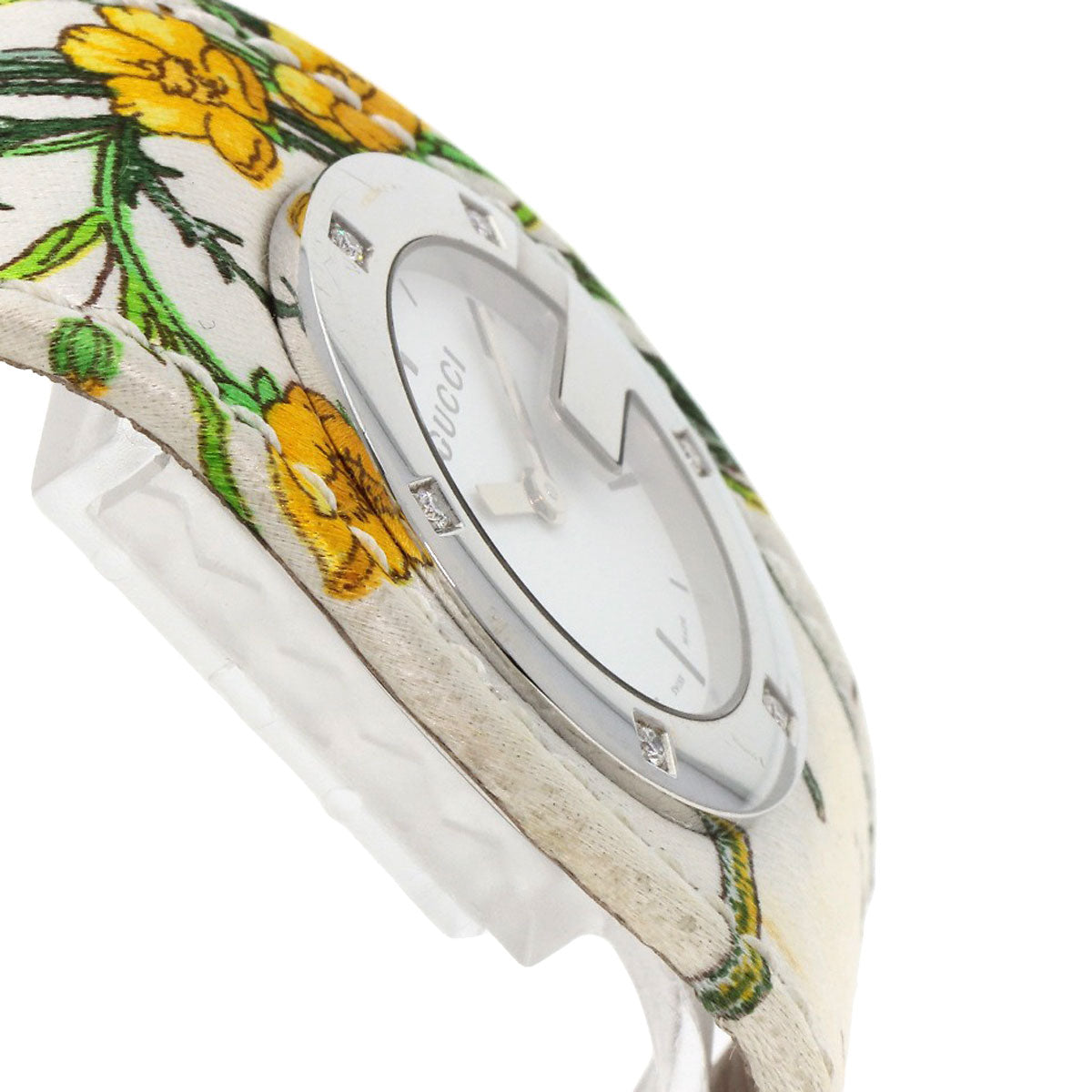 GUCCI Bandeau Flora Watches YA104 Stainless Steel/Satin x Leather Ladies