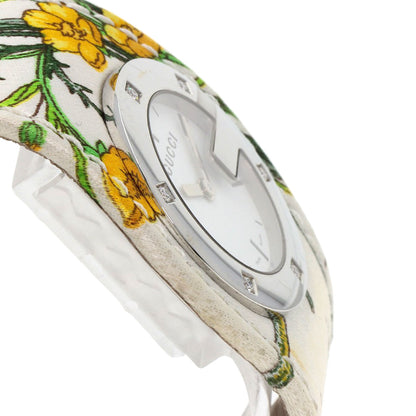 GUCCI Bandeau Flora Watches YA104 Stainless Steel/Satin x Leather Ladies