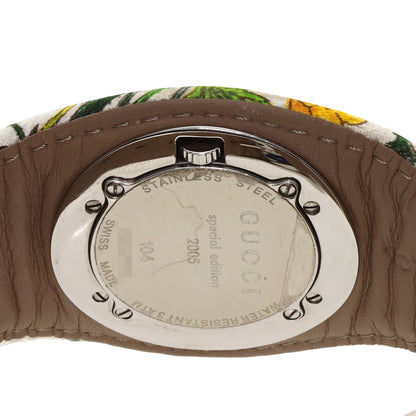 GUCCI Bandeau Flora Watches YA104 Stainless Steel/Satin x Leather Ladies