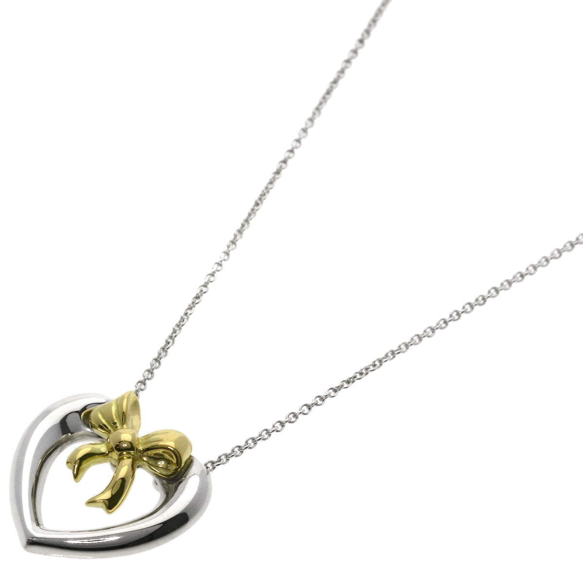 TIFFANY&Co. Heart ribbon Necklace Silver 18K Yellow GoldLadies [Used]