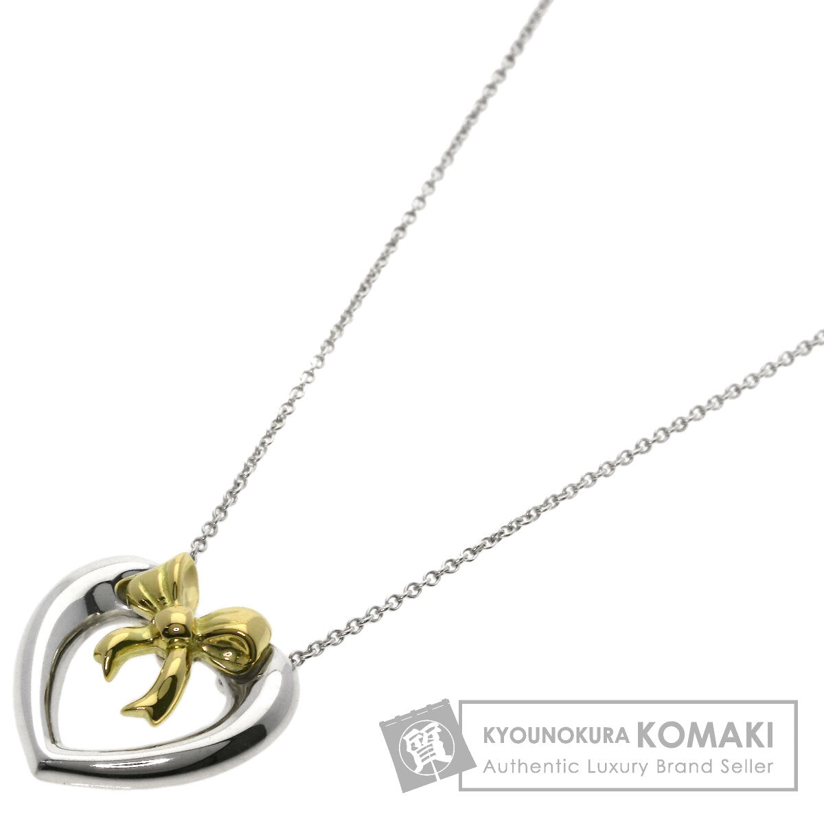 TIFFANY&Co. Heart ribbon Necklace Silver 18K Yellow GoldLadies [Used]