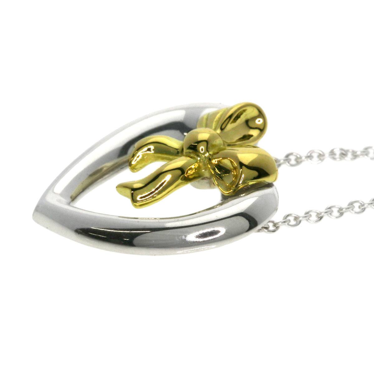 TIFFANY&Co. Heart ribbon Necklace Silver 18K Yellow GoldLadies [Used]