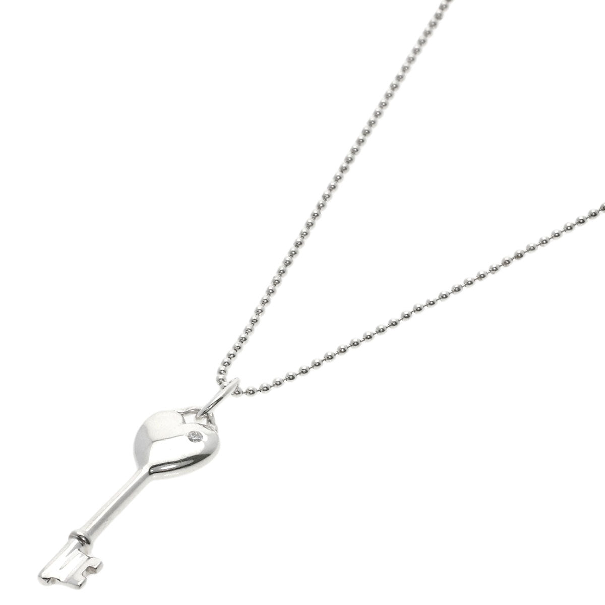 TIFFANY&Co. Heart Key 1P Diamond Necklace Silver Ladies [Used]