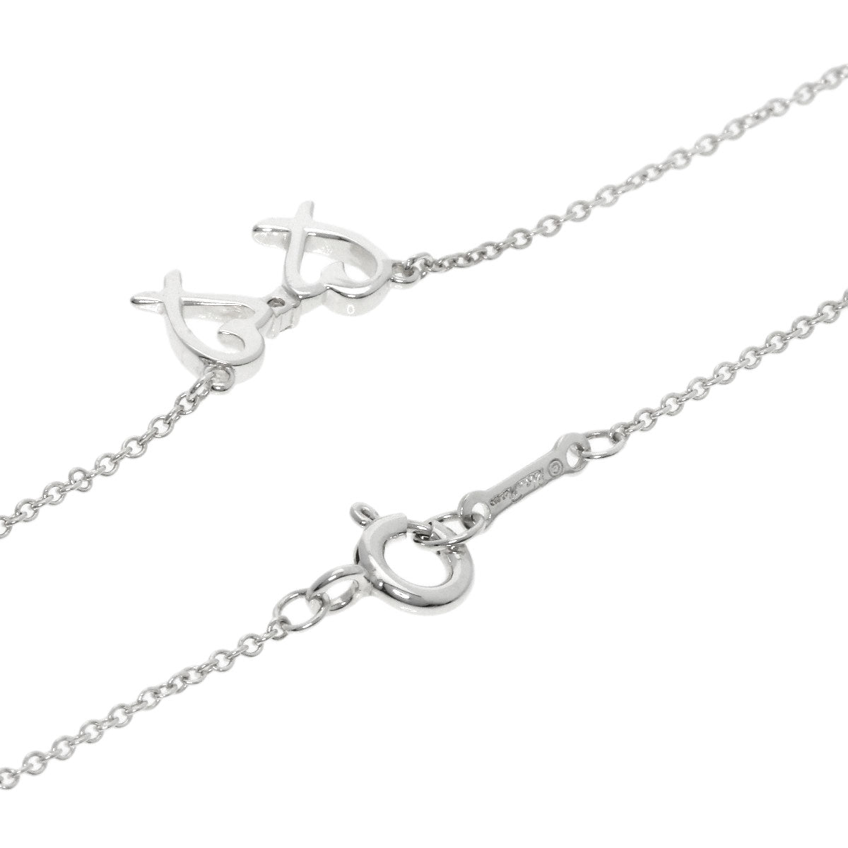TIFFANY&Co. Double Loving Heart 1P Diamond Necklace Silver Ladies [Used]