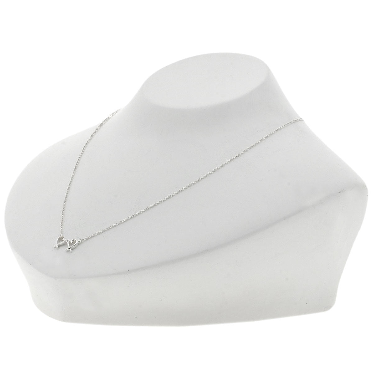 TIFFANY&Co. Double Loving Heart 1P Diamond Necklace Silver Ladies [Used]