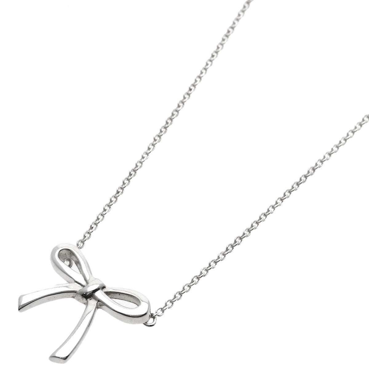 TIFFANY&Co.   Bow ribbon Necklace  Silver Ladies [Used]