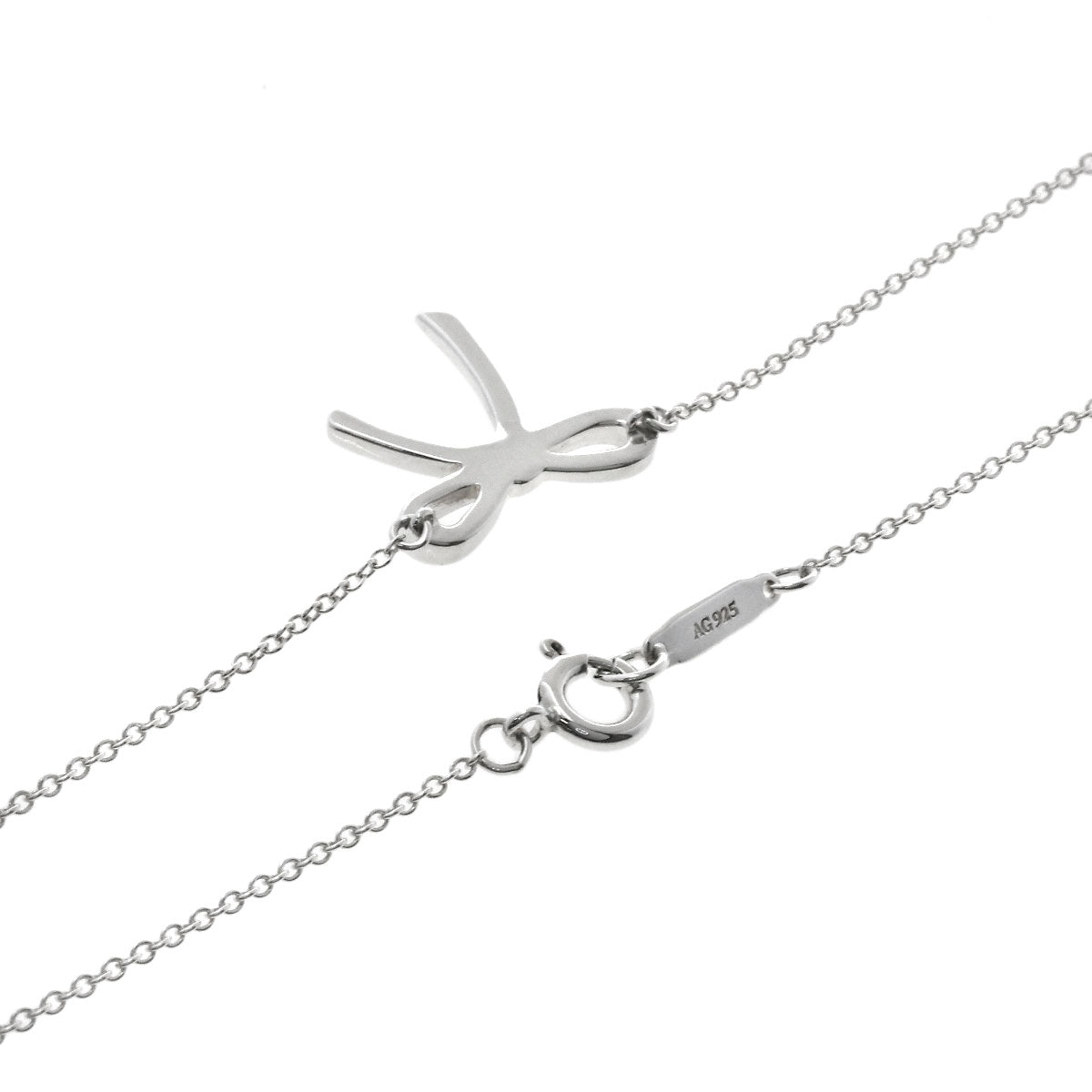 TIFFANY&Co.   Bow ribbon Necklace  Silver Ladies [Used]