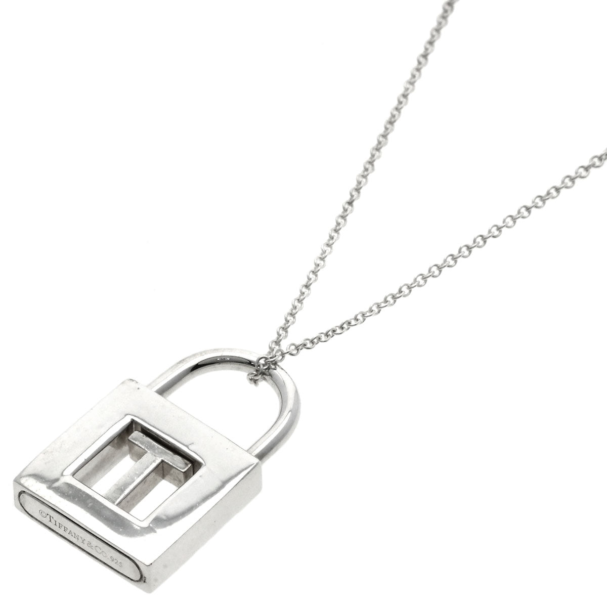 TIFFANY&Co. Initial T Cadena Lock Necklace Silver Ladies [Used]