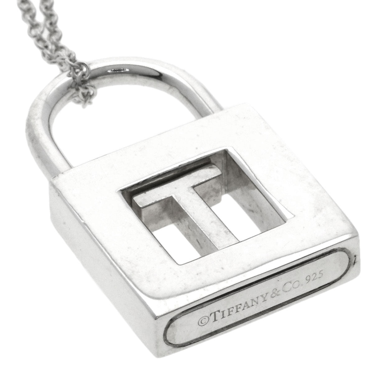 TIFFANY&Co. Initial T Cadena Lock Necklace Silver Ladies [Used]