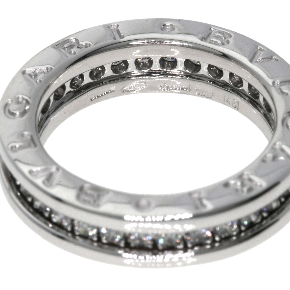 BVLGARI   B.zero1 1 band full eternity Diamond #48 Ring  K18 White Gold Ladies [Used]