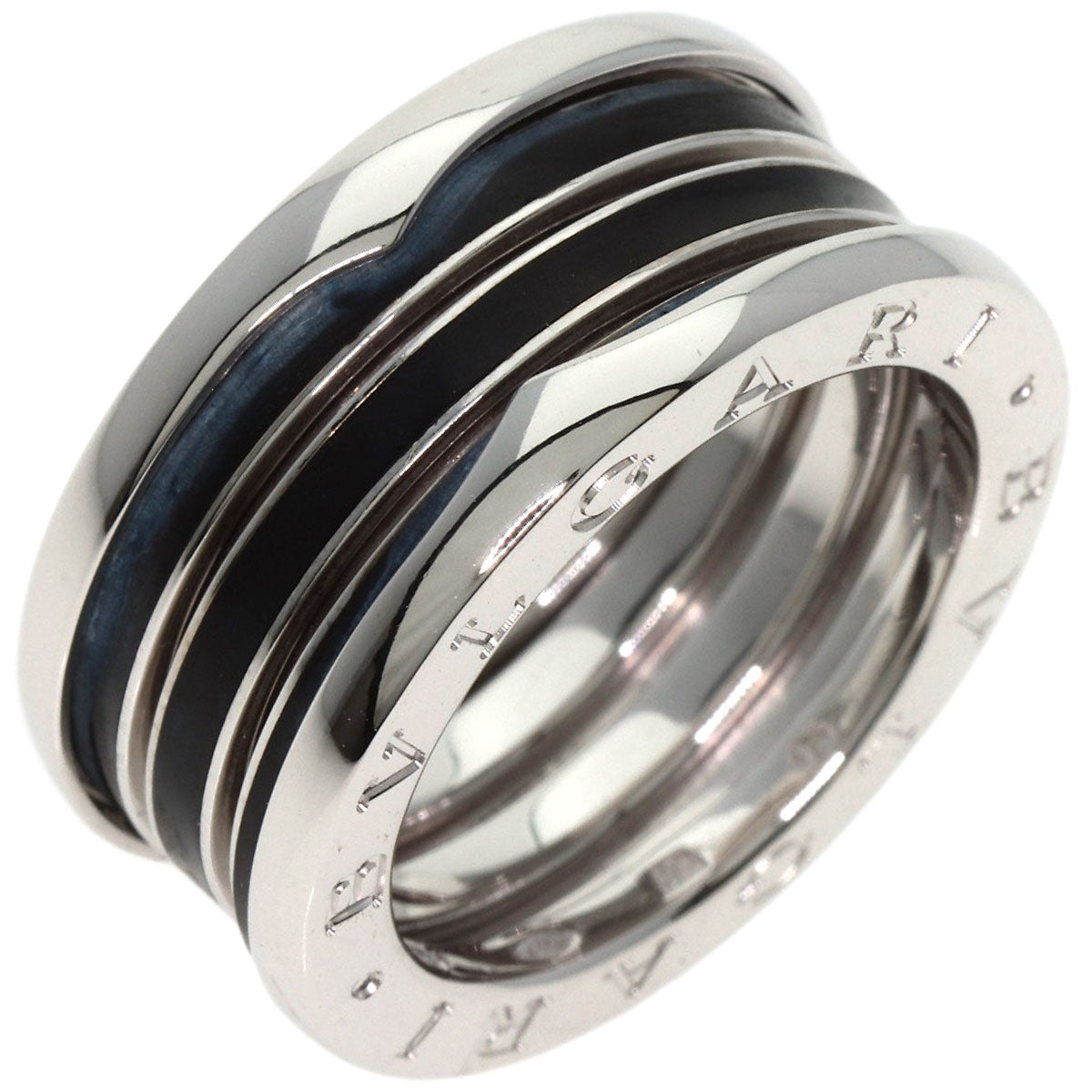 BVLGARI B.zero1 4 band black lacquer #55 Ring K18 White Gold Ladies [Used]