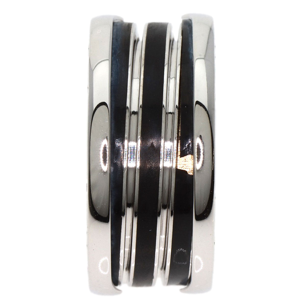 BVLGARI B.zero1 4 band black lacquer #55 Ring K18 White Gold Ladies [Used]