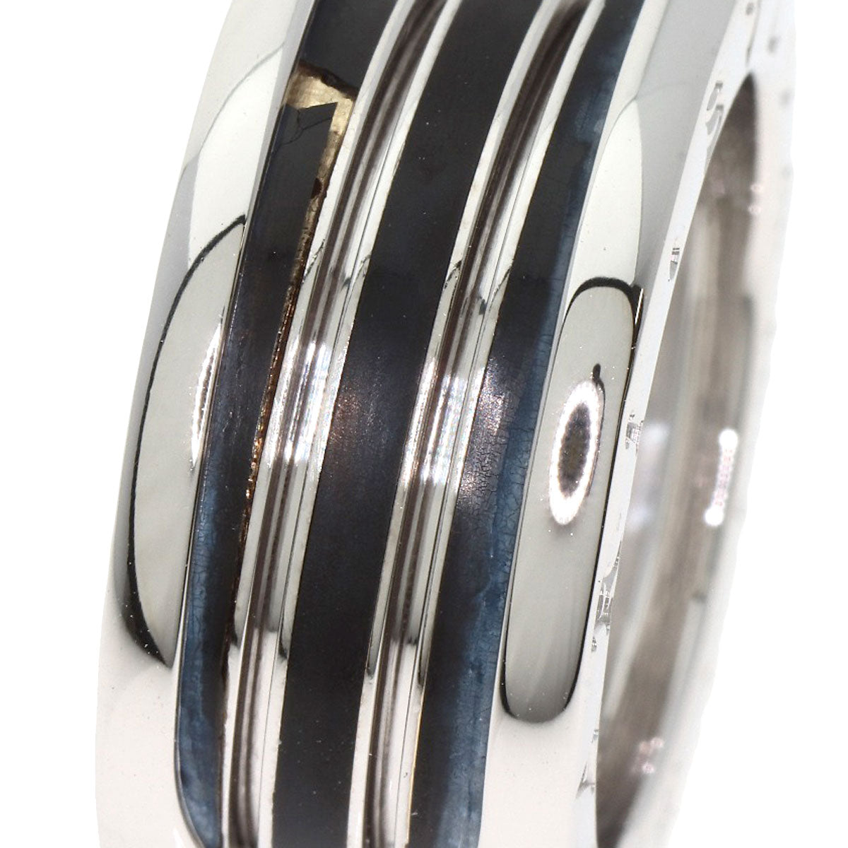 BVLGARI B.zero1 4 band black lacquer #55 Ring K18 White Gold Ladies [Used]