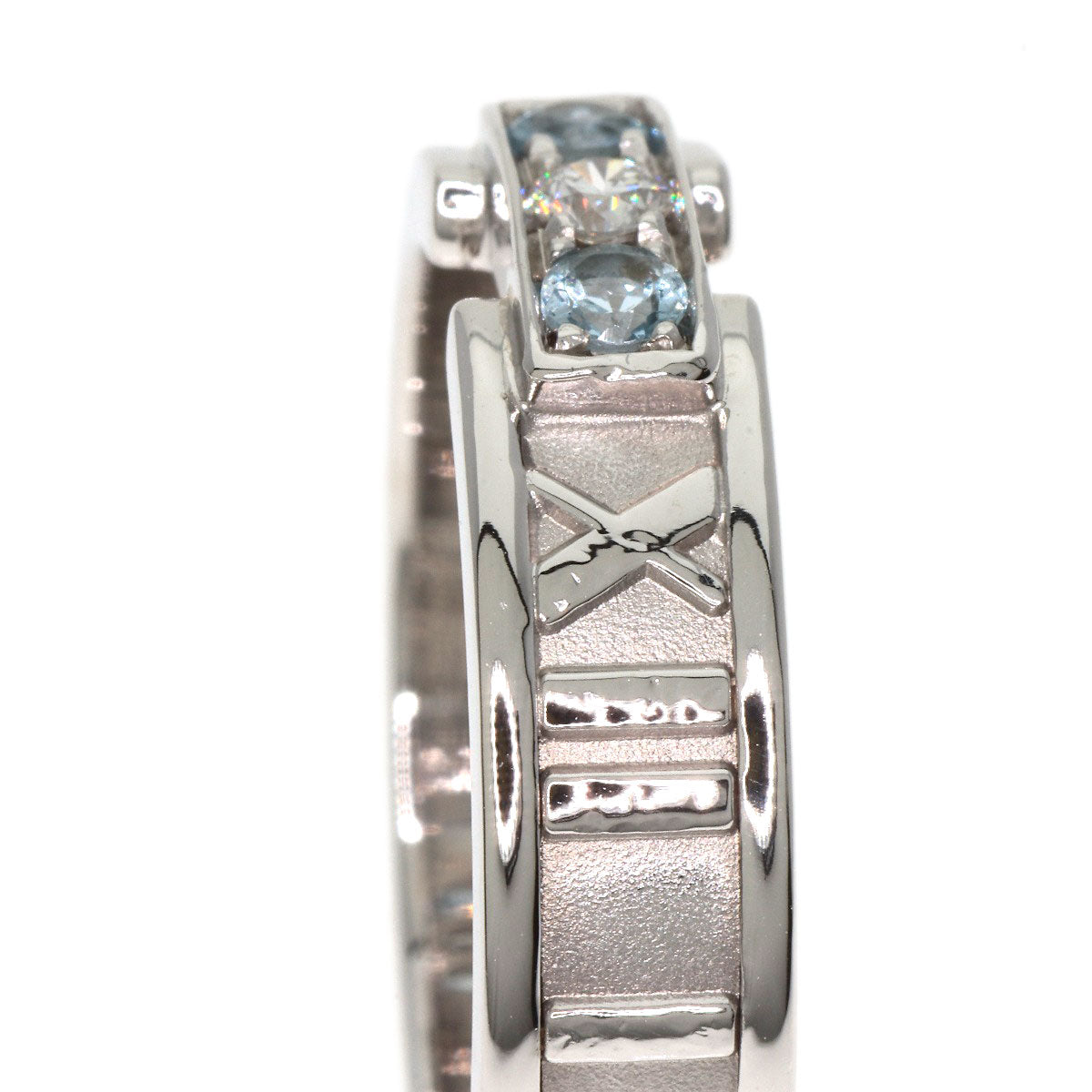 TIFFANY&Co. Atlas Aquamarine Diamond Ring K18 White Gold Ladies [Used]