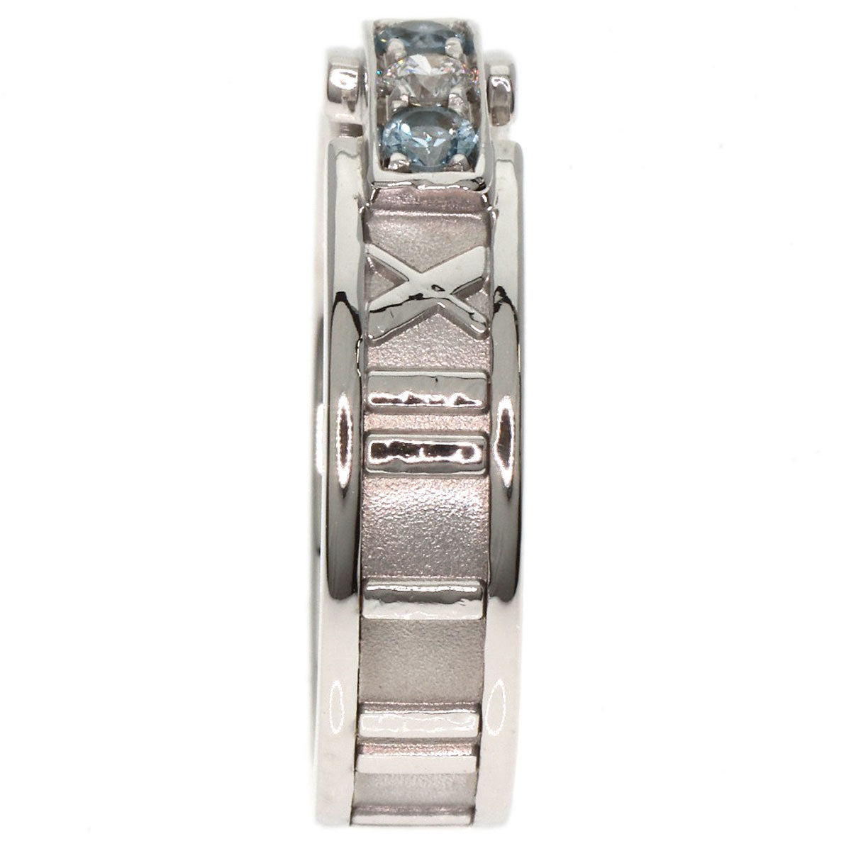 TIFFANY&Co. Atlas Aquamarine Diamond Ring K18 White Gold Ladies [Used]