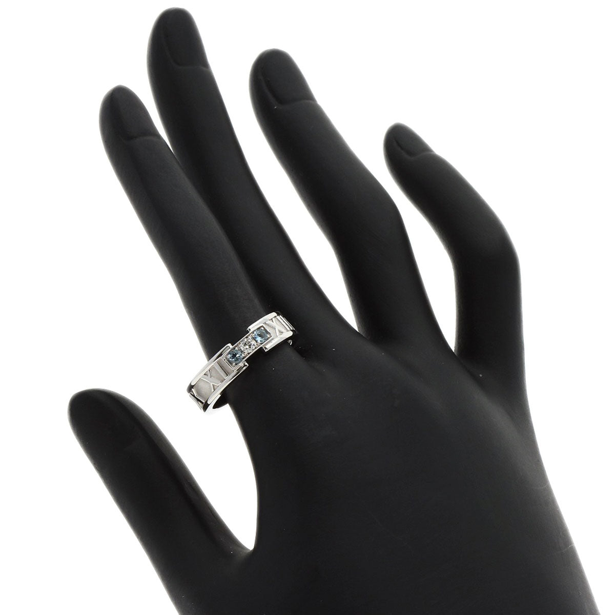 TIFFANY&Co. Atlas Aquamarine Diamond Ring K18 White Gold Ladies [Used]