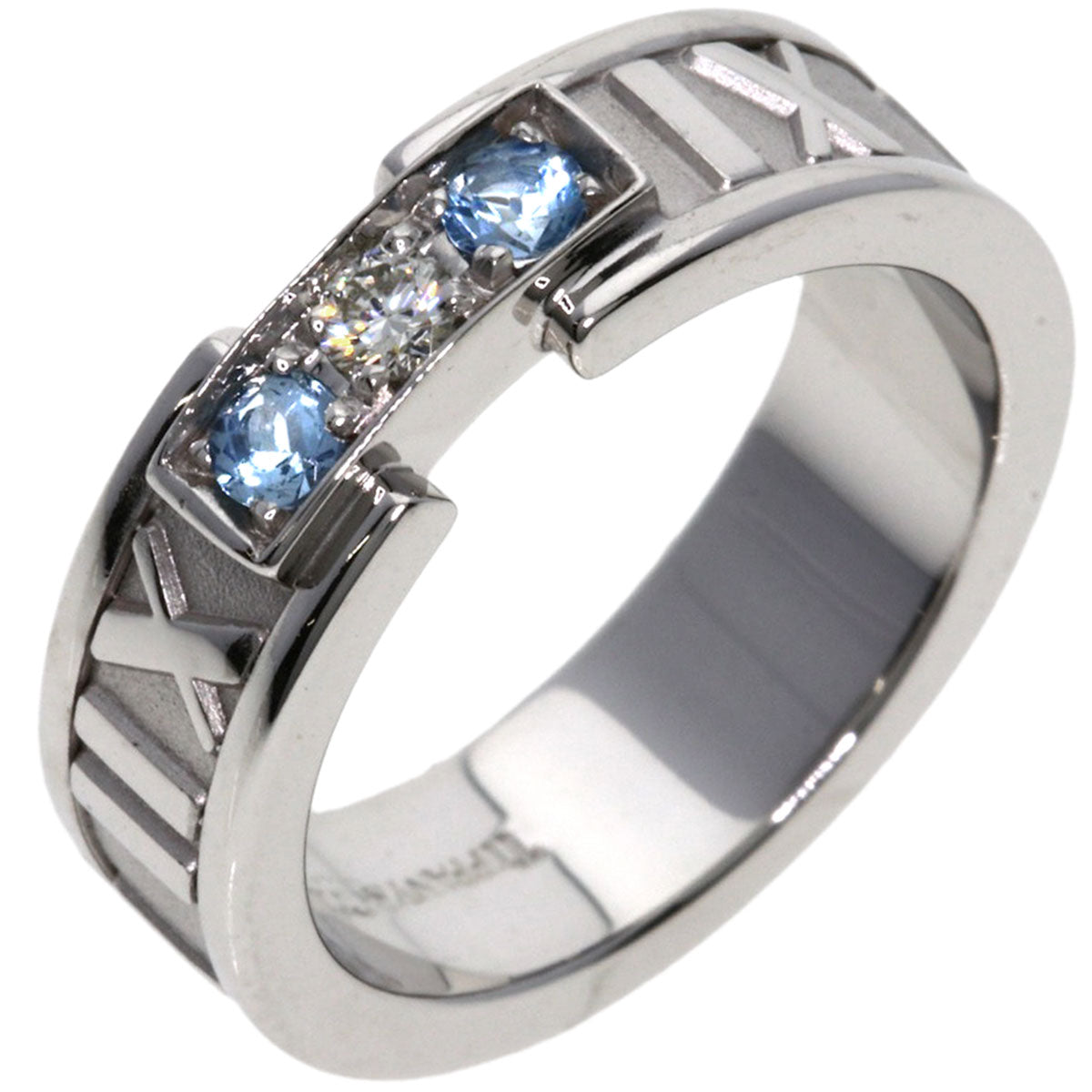 TIFFANY&Co.   Atlas Aquamarine Diamond Ring  K18 White Gold Ladies [Used]