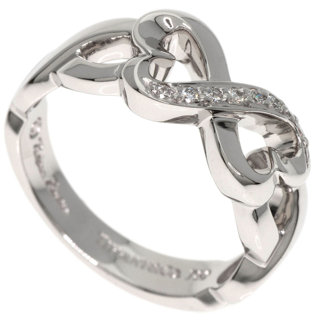 TIFFANY&Co. Double Loving Heart Diamond Ring K18 White Gold Ladies [Used]