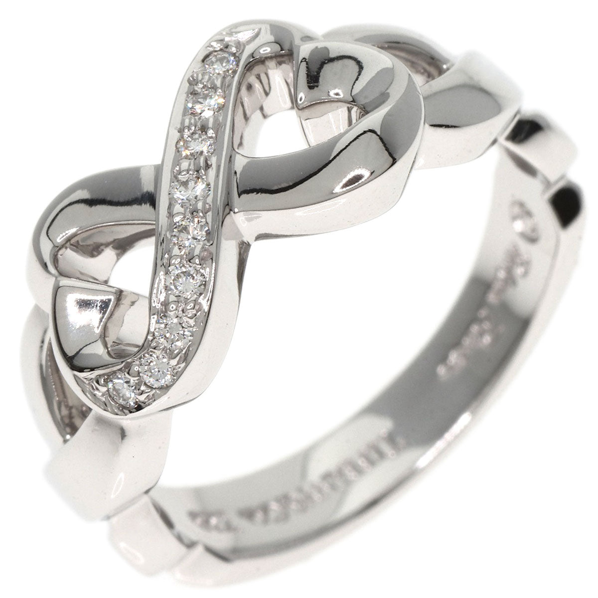 TIFFANY&Co. Double Loving Heart Diamond Ring K18 White Gold Ladies [Used]