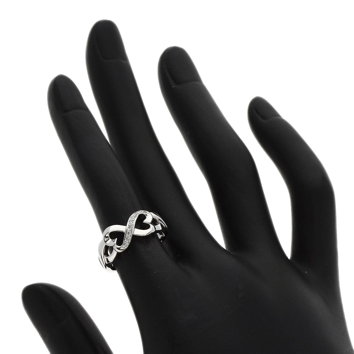TIFFANY&Co. Double Loving Heart Diamond Ring K18 White Gold Ladies [Used]
