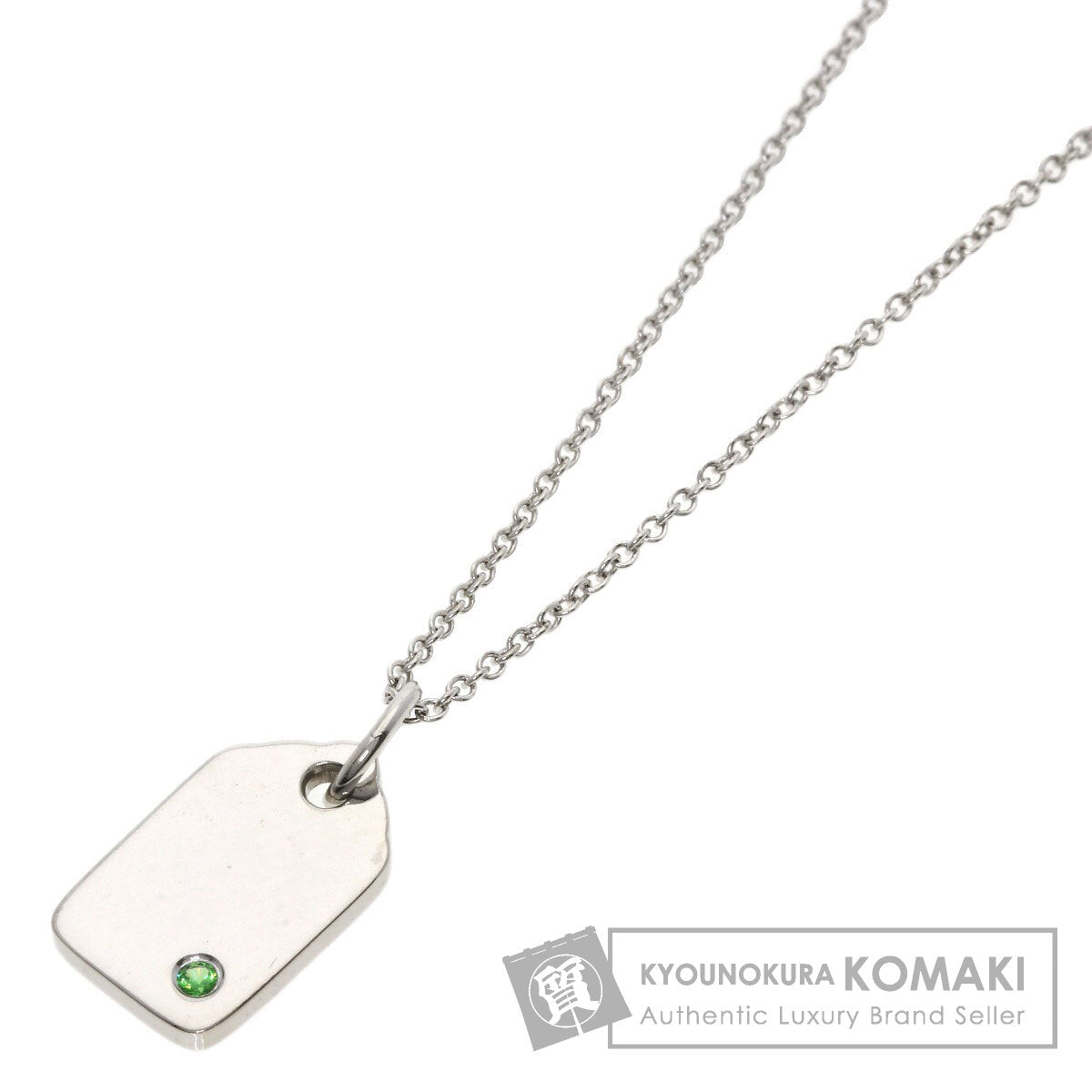 TIFFANY&Co. Tags Tsavorite Necklace K18 White Gold Ladies [Used]