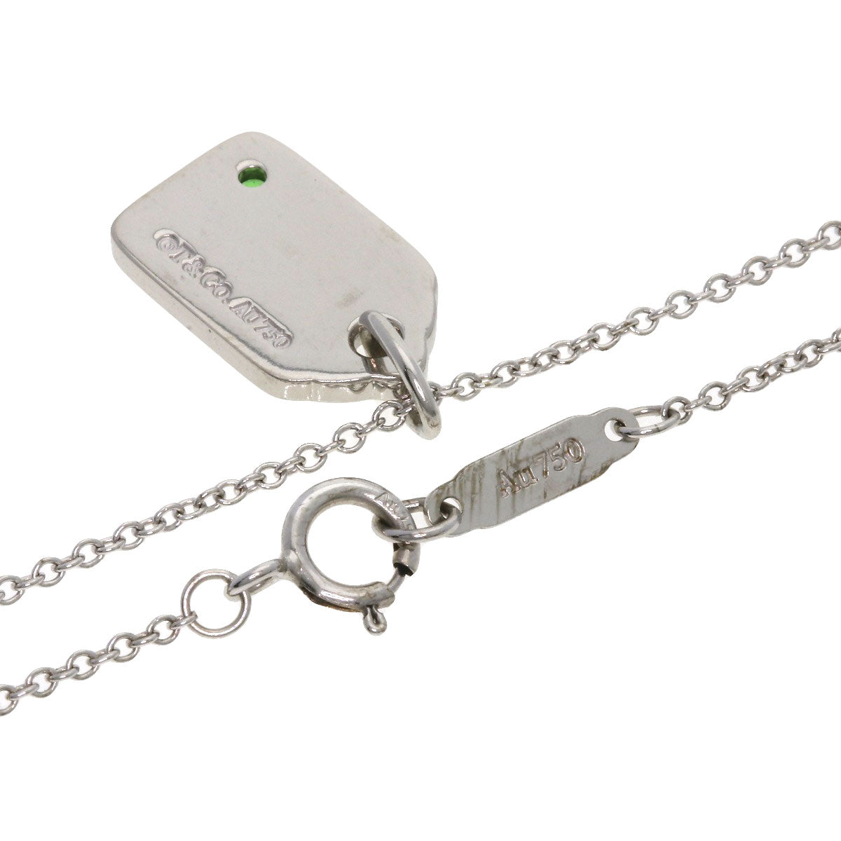 TIFFANY&Co. Tags Tsavorite Necklace K18 White Gold Ladies [Used]