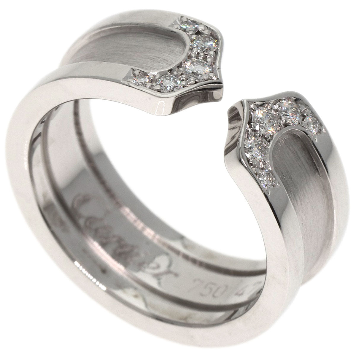CARTIER C2 Diamond SM #47 Ring K18 White Gold Ladies [Used]