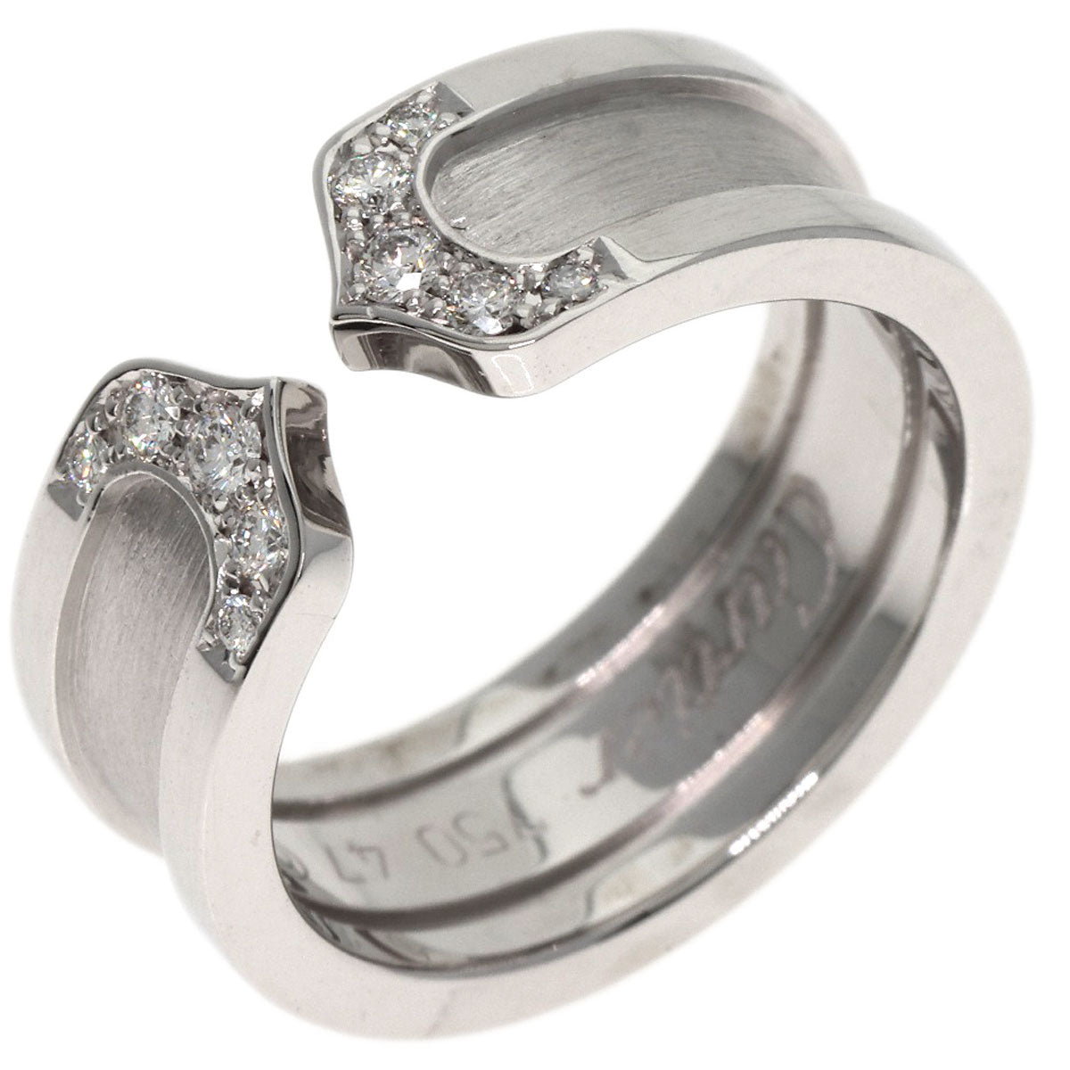 CARTIER C2 Diamond SM #47 Ring K18 White Gold Ladies [Used]