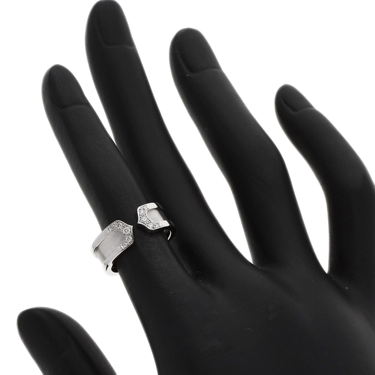 CARTIER C2 Diamond SM #47 Ring K18 White Gold Ladies [Used]