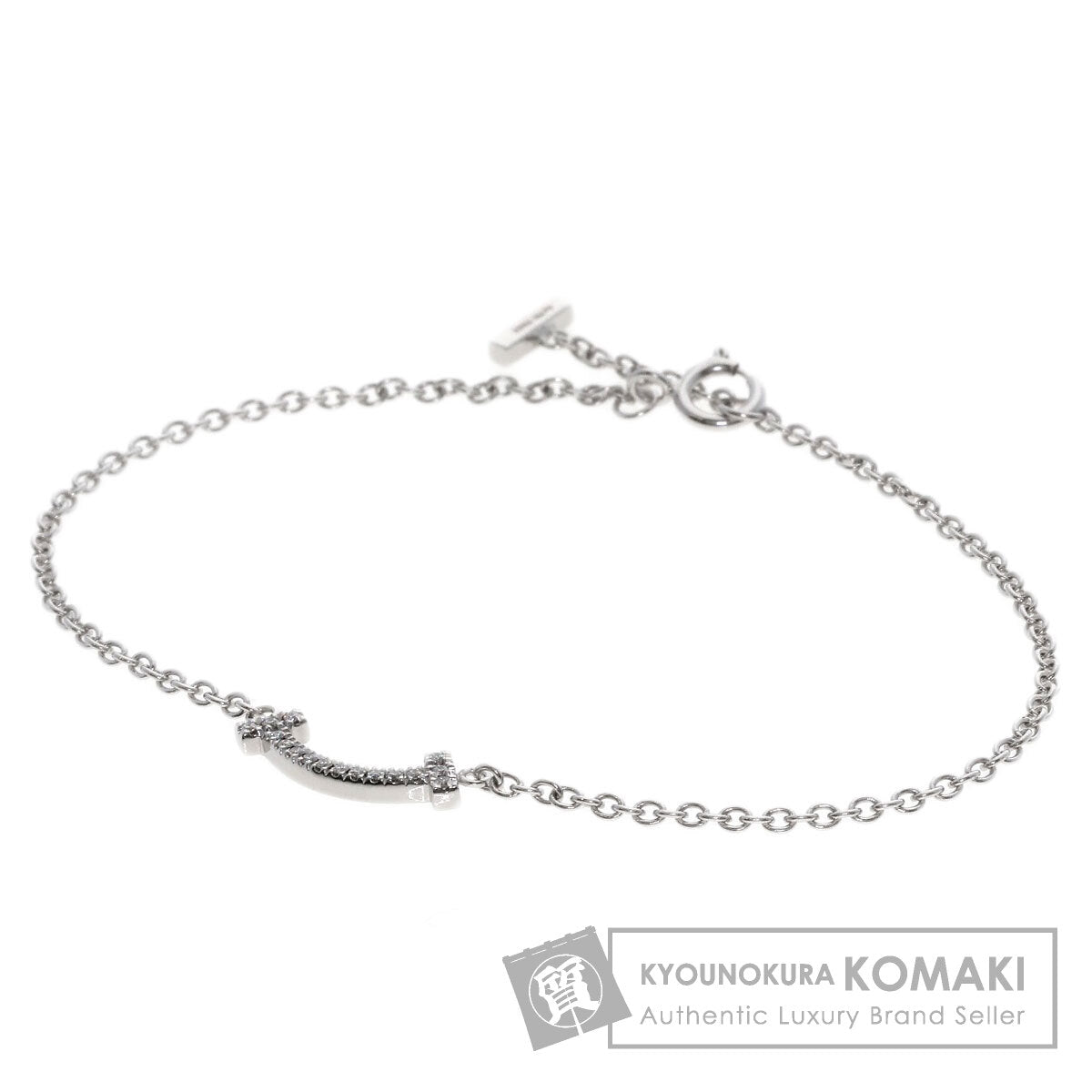 TIFFANY&Co. T Smile Mini Diamond Bracelet K18 White Gold Ladies [Used]