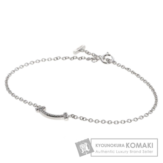 TIFFANY&Co. T Smile Mini Diamond Bracelet K18 White Gold Ladies [Used]