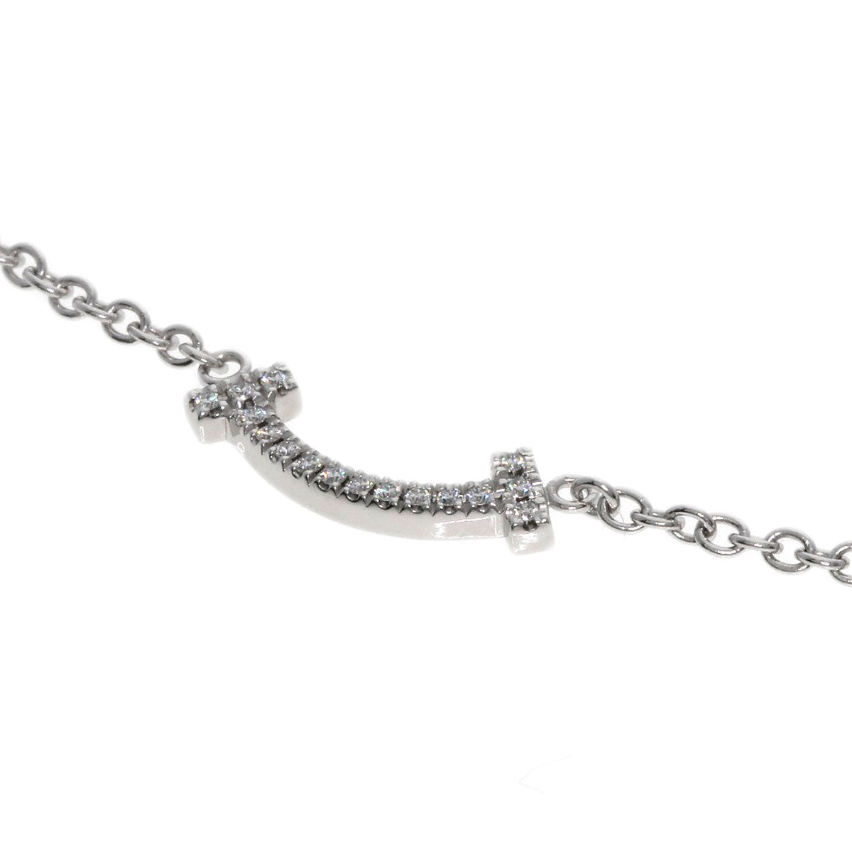 TIFFANY&Co. T Smile Mini Diamond Bracelet K18 White Gold Ladies [Used]