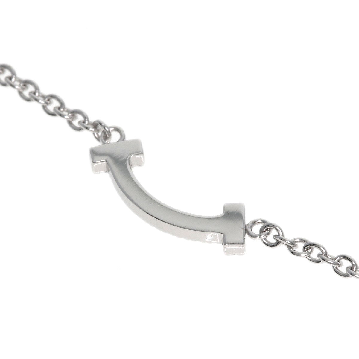 TIFFANY&Co. T Smile Mini Diamond Bracelet K18 White Gold Ladies [Used]