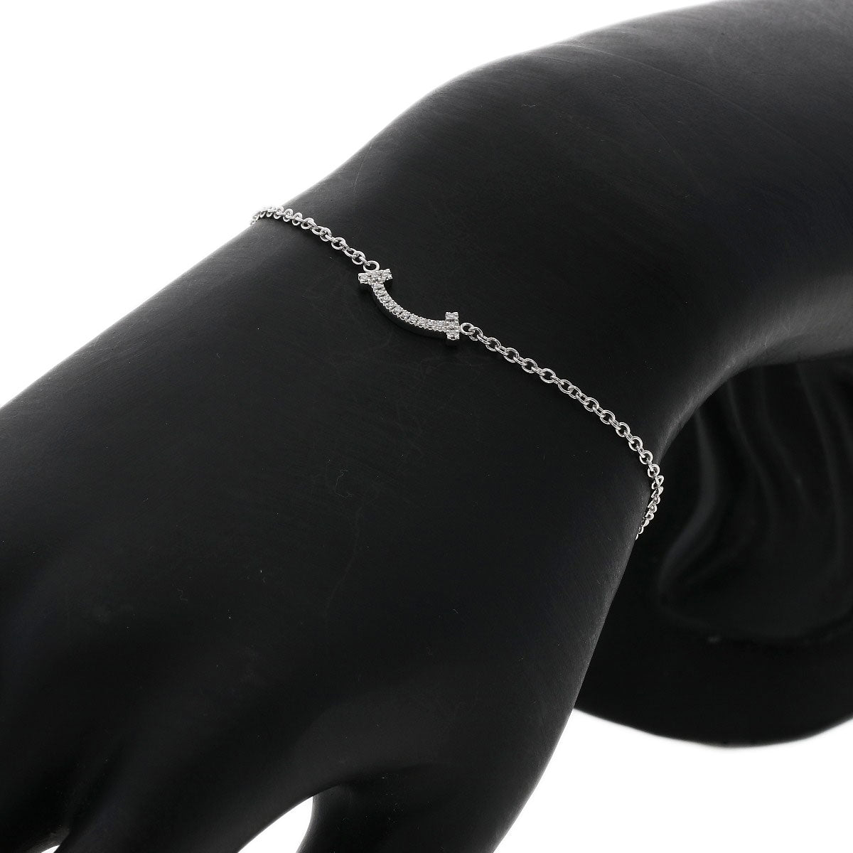 TIFFANY&Co. T Smile Mini Diamond Bracelet K18 White Gold Ladies [Used]