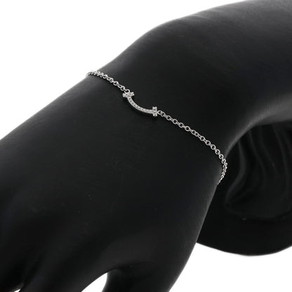 TIFFANY&Co. T Smile Mini Diamond Bracelet K18 White Gold Ladies [Used]