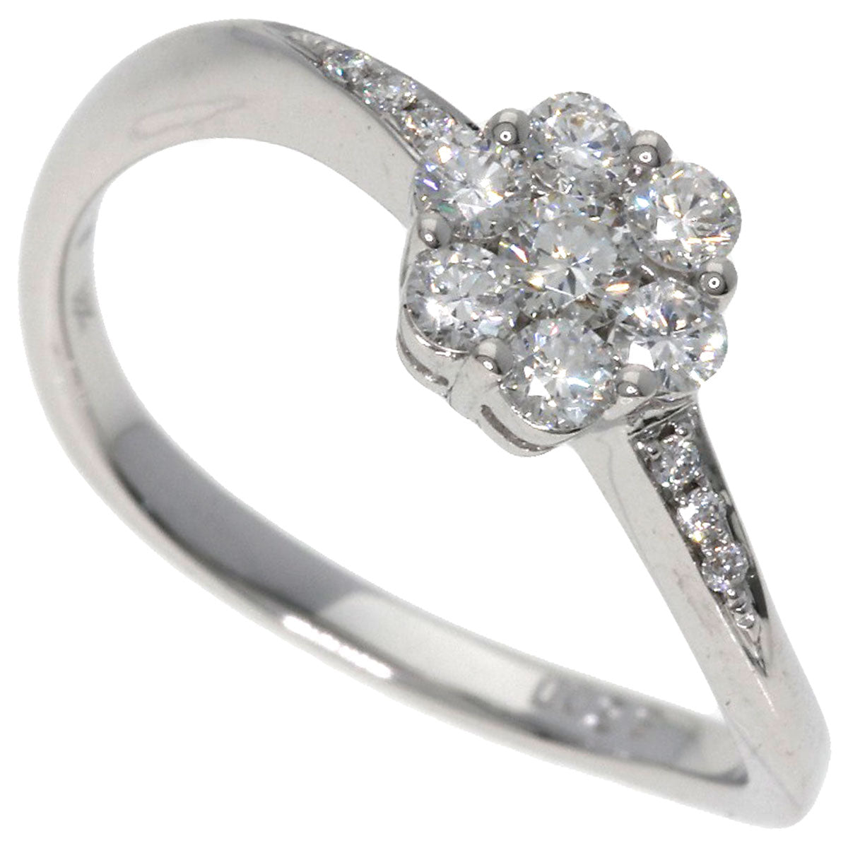 Ponte Vecchio Flower motif Ring K18 White Gold Ladies [Used]