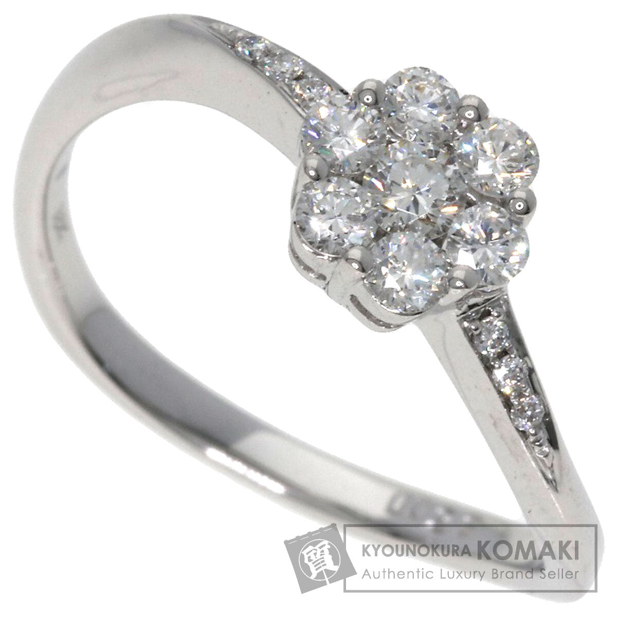 Ponte Vecchio Flower motif Ring K18 White Gold Ladies [Used]