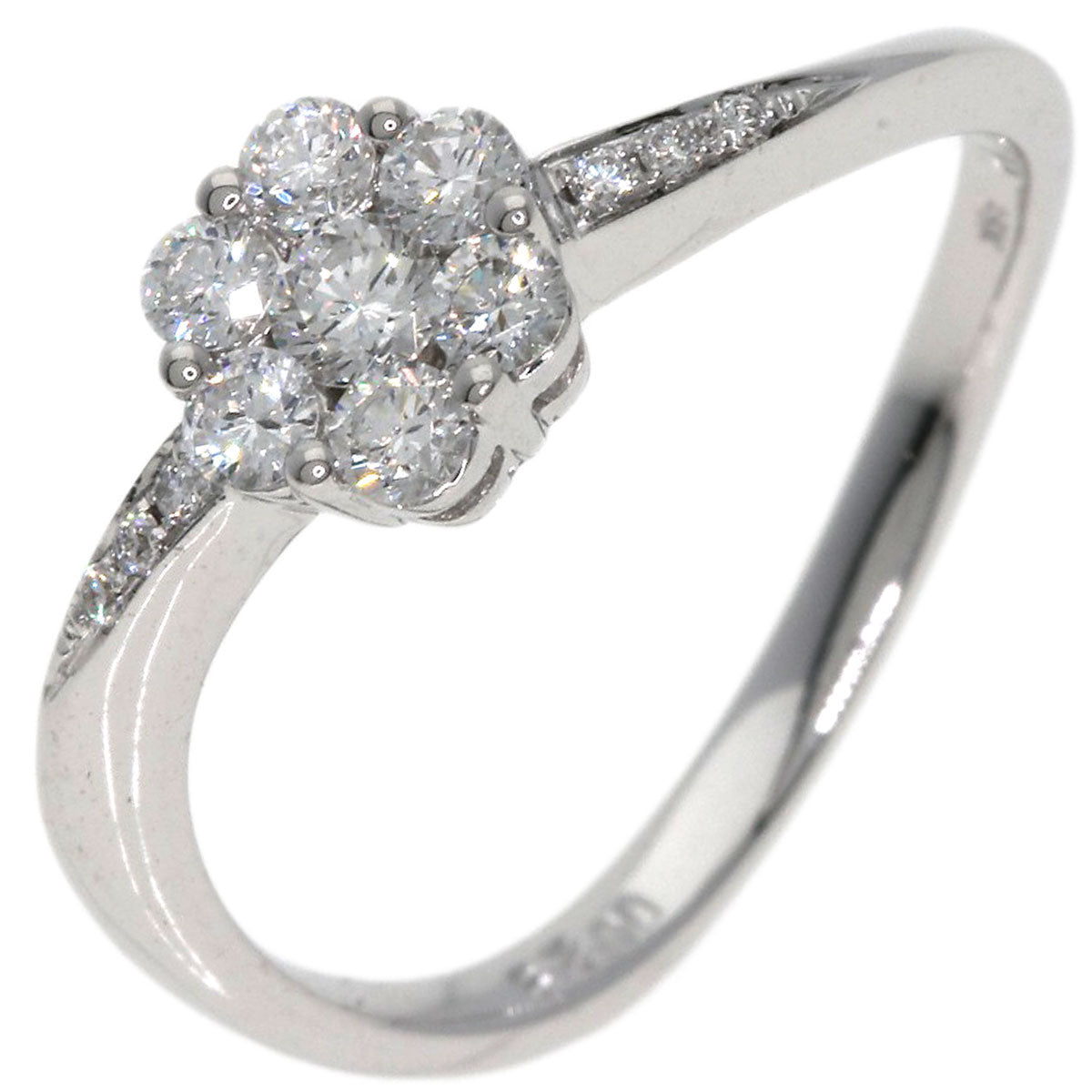 Ponte Vecchio Flower motif Ring K18 White Gold Ladies [Used]