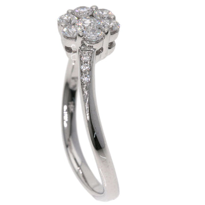 Ponte Vecchio Flower motif Ring K18 White Gold Ladies [Used]