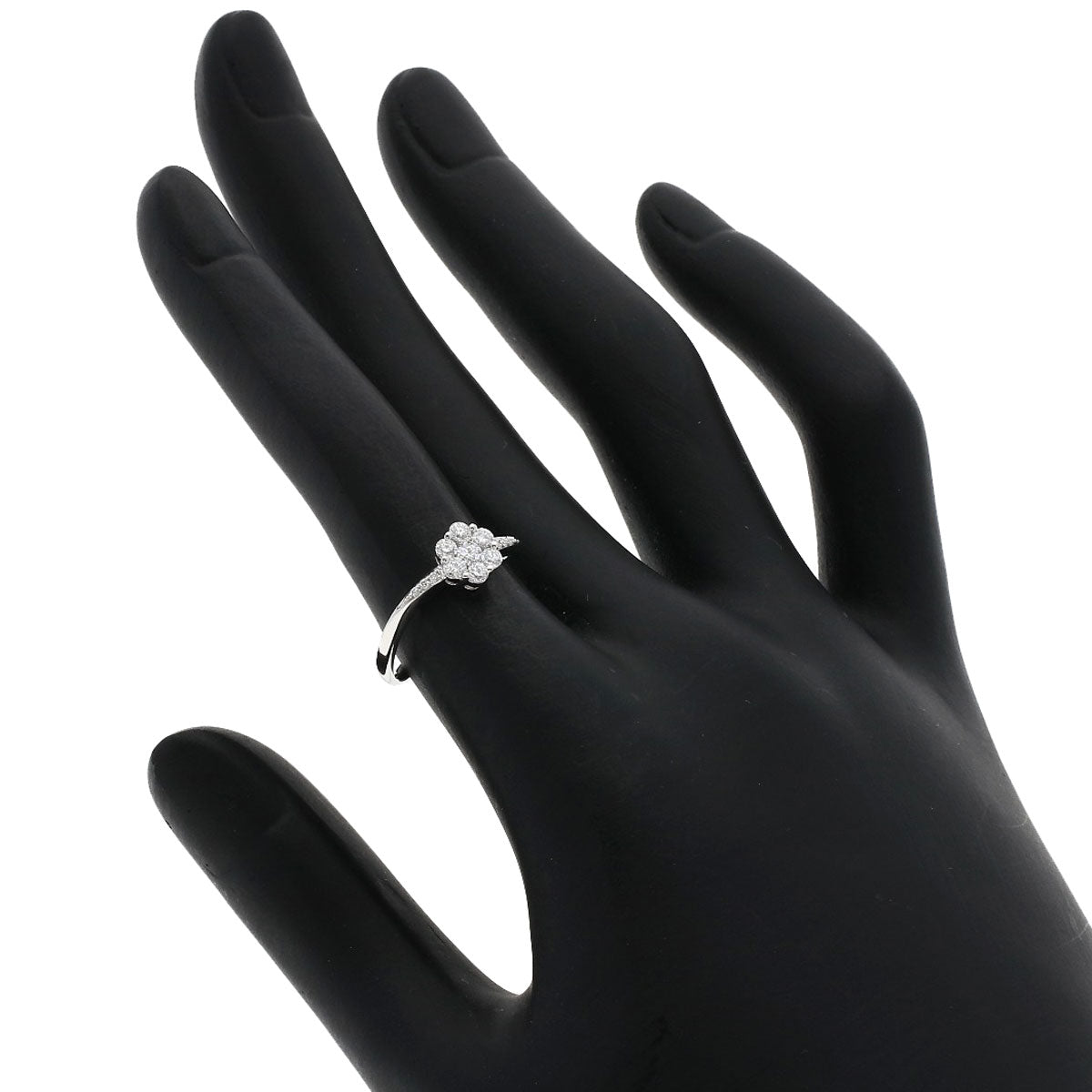 Ponte Vecchio Flower motif Ring K18 White Gold Ladies [Used]