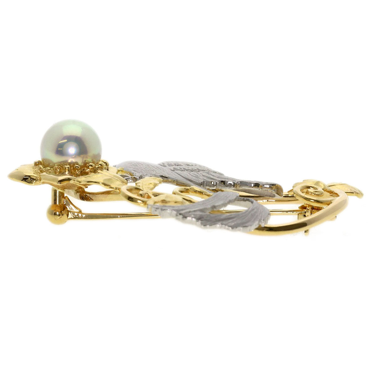 TASAKI Pearl Pearl Bird Motif Brooch K18 Yellow Gold PT900Ladies [Used]