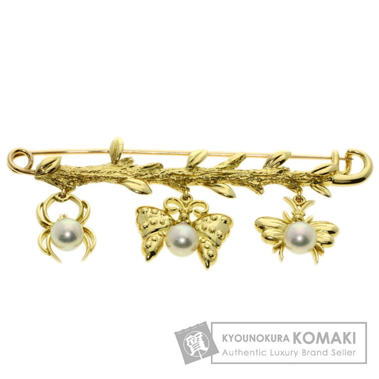 MIKIMOTO Pearl PearlDiamond Brooch K18 Yellow Gold Ladies [Used]