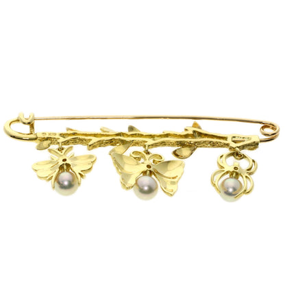 MIKIMOTO Pearl PearlDiamond Brooch K18 Yellow Gold Ladies [Used]