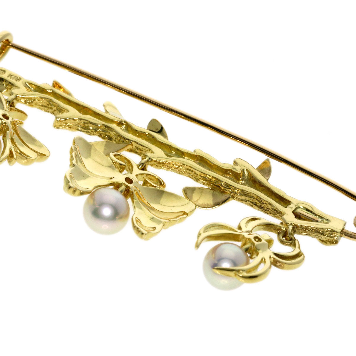 MIKIMOTO Pearl PearlDiamond Brooch K18 Yellow Gold Ladies [Used]