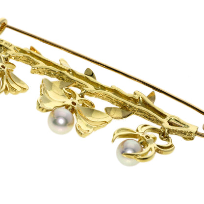 MIKIMOTO Pearl PearlDiamond Brooch K18 Yellow Gold Ladies [Used]