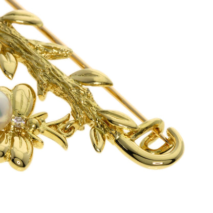 MIKIMOTO Pearl PearlDiamond Brooch K18 Yellow Gold Ladies [Used]