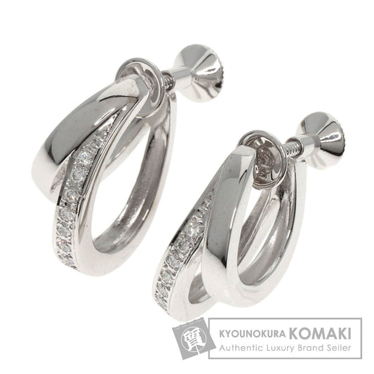 MIKIMOTO Double Hoop Diamond Earring K18 White Gold Ladies [Used]