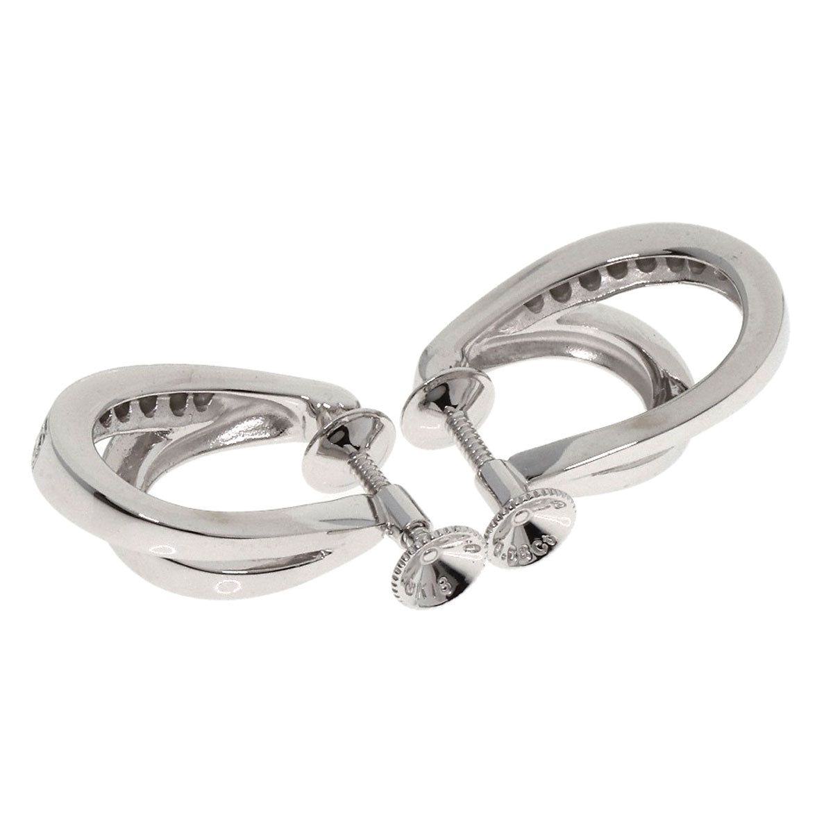 MIKIMOTO Double Hoop Diamond Earring K18 White Gold Ladies [Used]