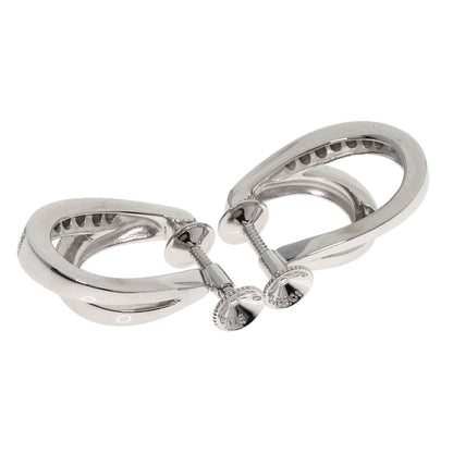 MIKIMOTO Double Hoop Diamond Earring K18 White Gold Ladies [Used]