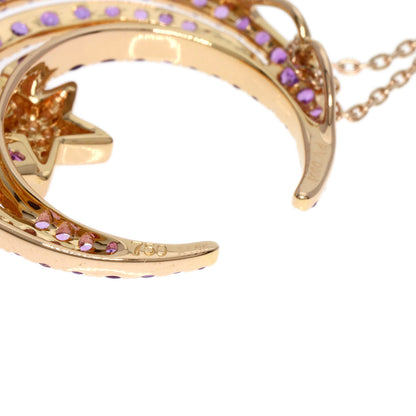 Ponte Vecchio Moon Amethyst Diamond Necklace K18 Pink Gold Ladies [Used]